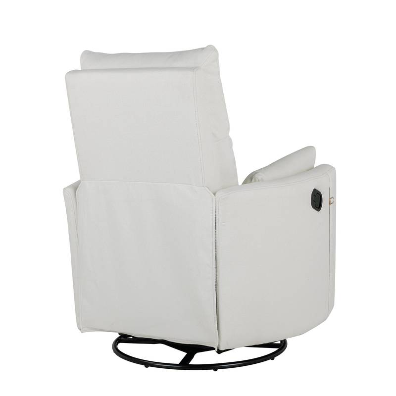 Cozy Beige Swivel Rocker Recliner with Pillows