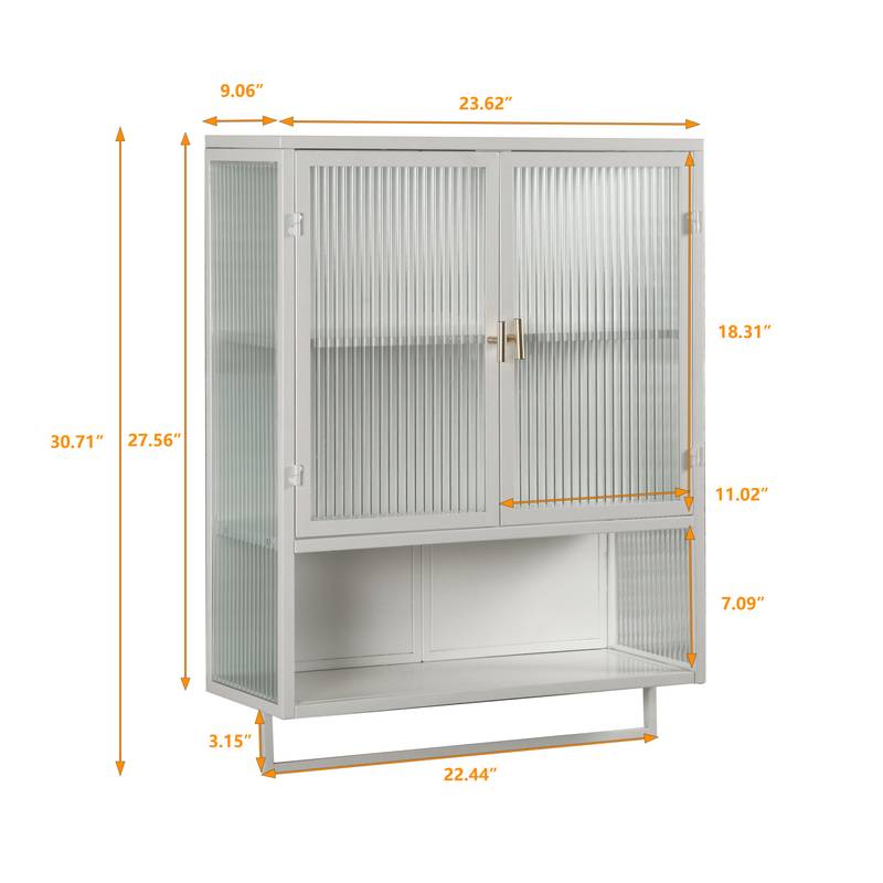 Stylish Glass Door Storage Cabinet with Towel Rack