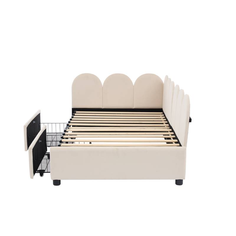 Cozy Velvet Twin Daybed with Storage Drawers