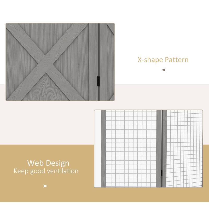 Chic Folding Room Divider - Portable Privacy Screen in Distressed Gray