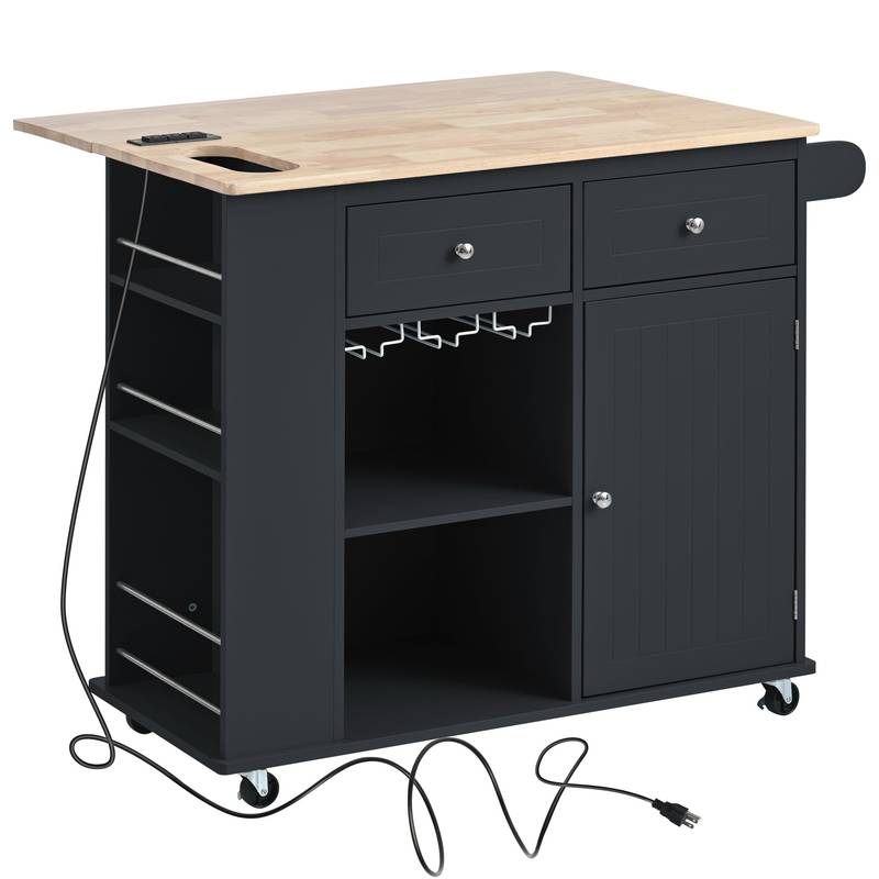 Versatile Kitchen Island with Power Outlet & Wheels