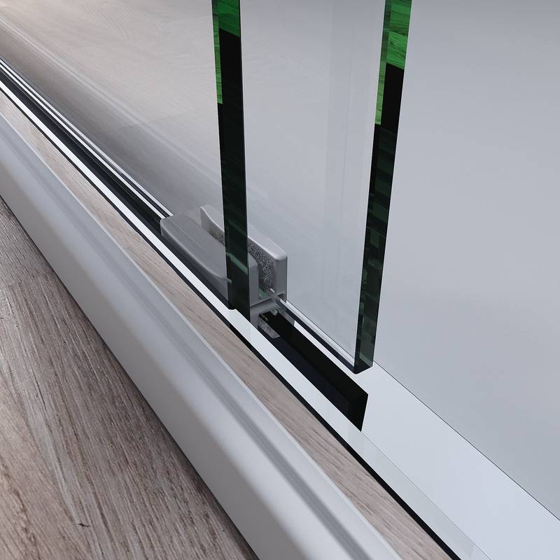 Sleek Bath Door with Chrome Handles - Double Sliding Glass Design