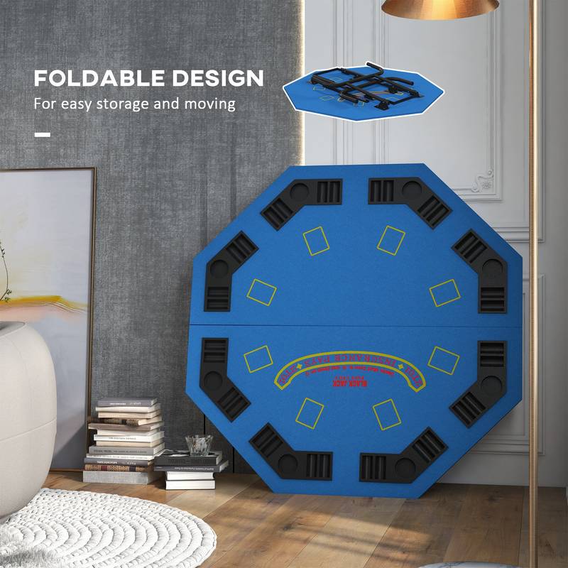 Foldable Octagon Poker Table for 8 with Cup Holders