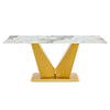 Chic Marble-Style Dining Table with Gold Legs