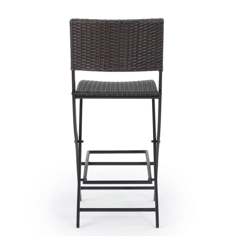 Chic Foldable Wicker Patio Bar Stools - Set of Two