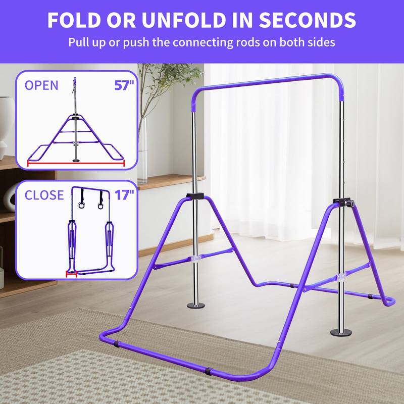 Adjustable Kids Gymnastics Bar - Fun & Foldable Training Equipment