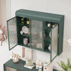 Chic Arched Glass Cabinet in Dark Green
