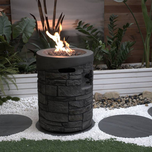 CozyGlow Outdoor Gas Fire Pit with Lava Stones & Cover