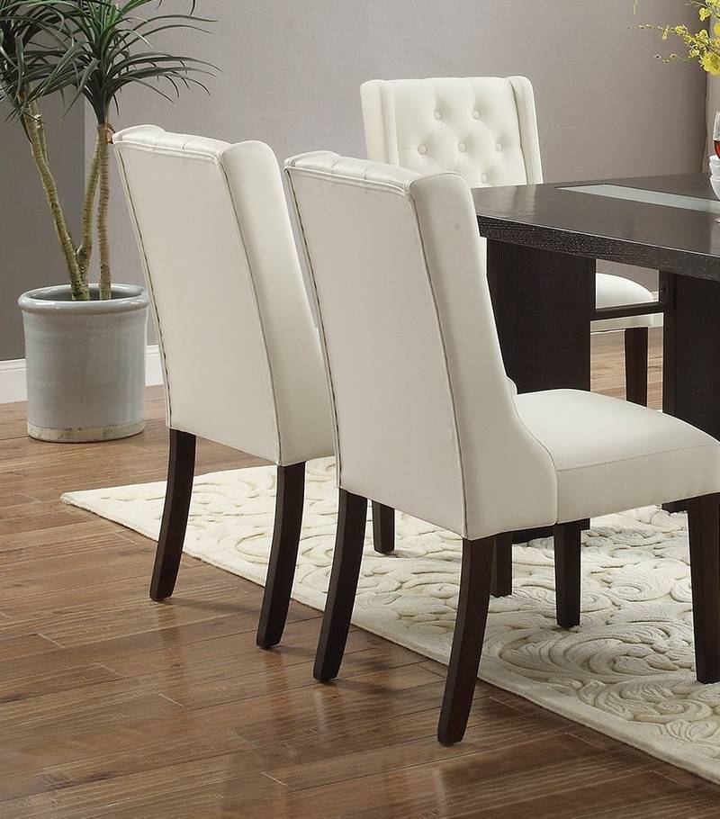Chic White Tufted Faux Leather Dining Chairs - Set of Two