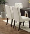 Chic White Tufted Faux Leather Dining Chairs - Set of Two