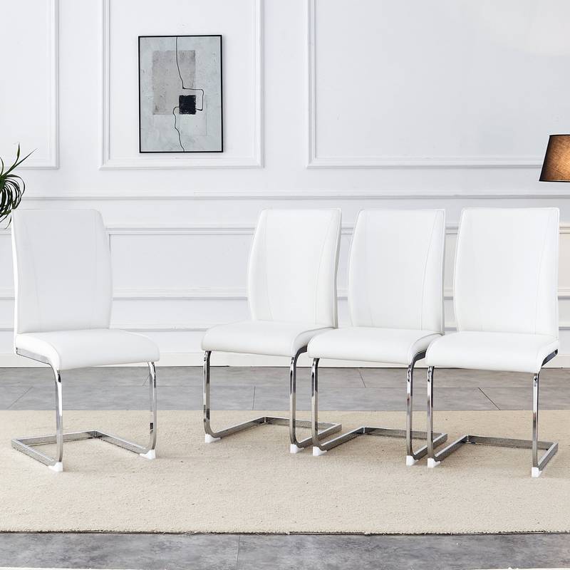 Chic White Curve Dining Chairs - Set of 4