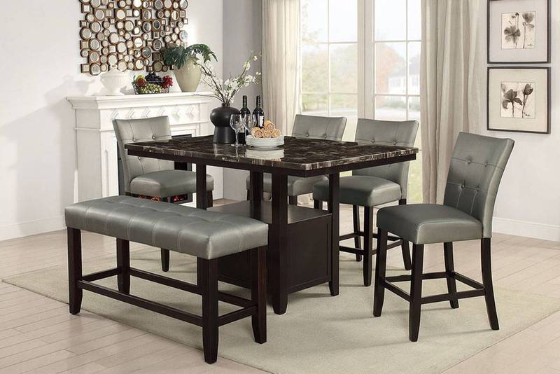 Chic Counter Height Dining Bench with Cozy Tufted Cushion