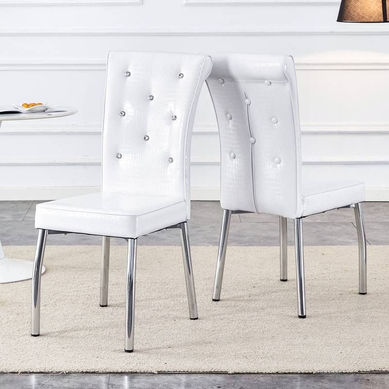 Chic Alligator Skin Dining Chairs with Crystal Accents