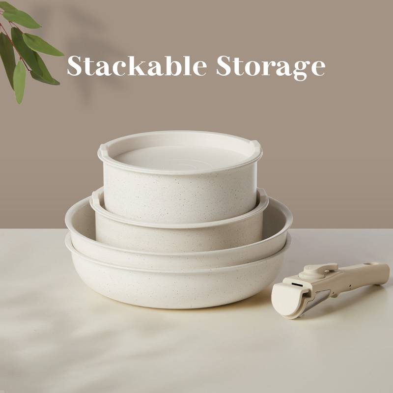 Versatile Nonstick Cookware Set with Detachable Handles