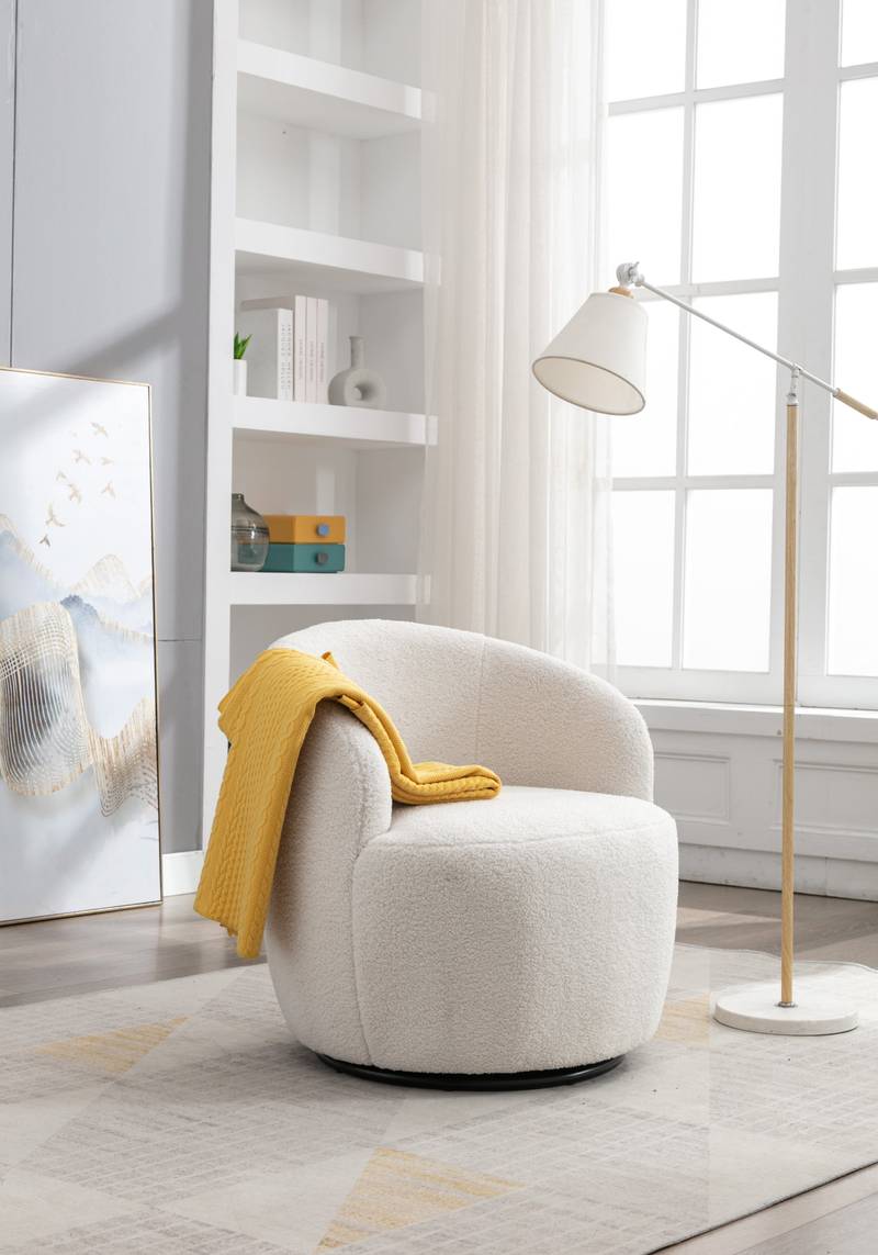 Cozy Ivory Swivel Accent Chair