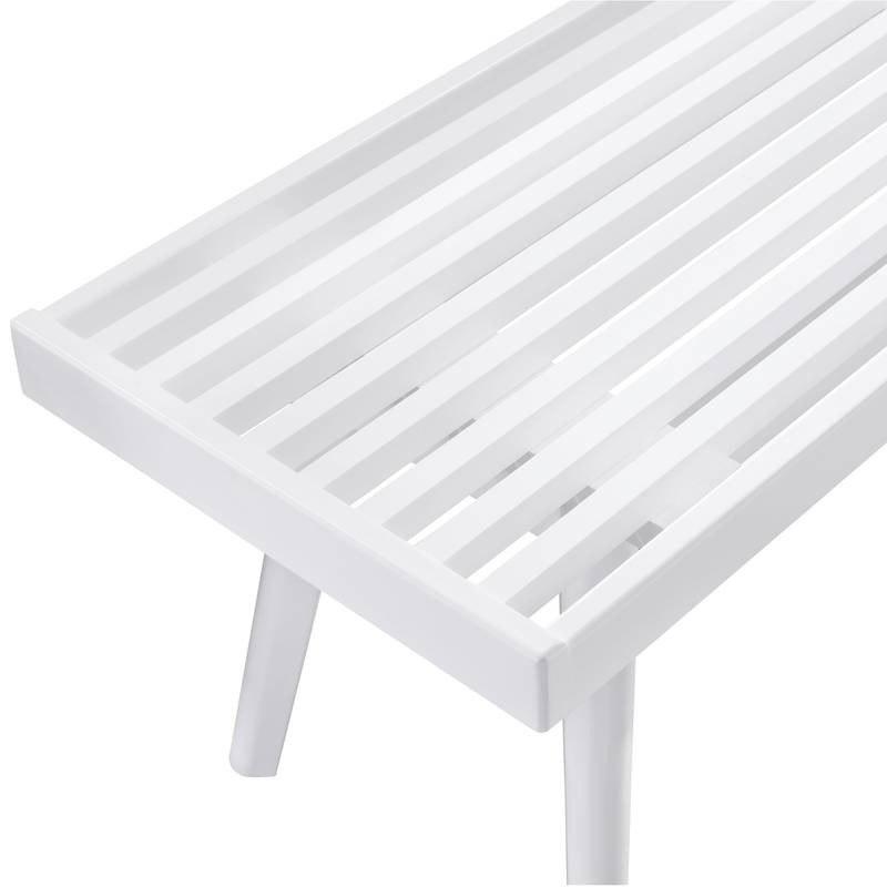 Chic White Slatted Wood Bench