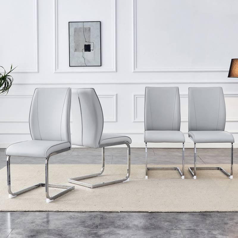 Chic Light Gray Arch Dining Chairs - Set of Four