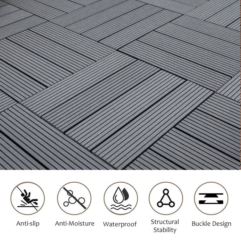 Easy Care Composite Deck Tiles – Dark Grey Outdoor Flooring Solution