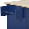 Blue Rolling Kitchen Island with Drop Leaf & Storage