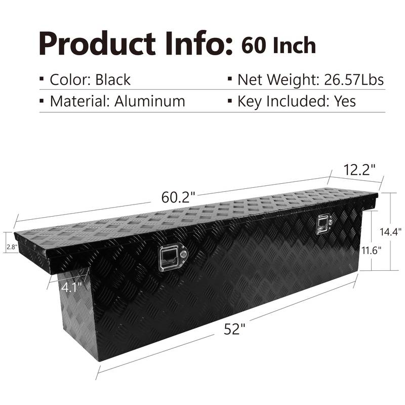 Heavy-Duty Truck Bed Toolbox - Sleek Black Aluminum Design