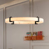 Chic Pendant Light with Adjustable Height - Dimmable Marble Finish Chandelier for Dining & Living Spaces
