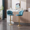 Chic Swivel Bar Stools with Velvet Touch and Gold Accents - Baby Blue Duo