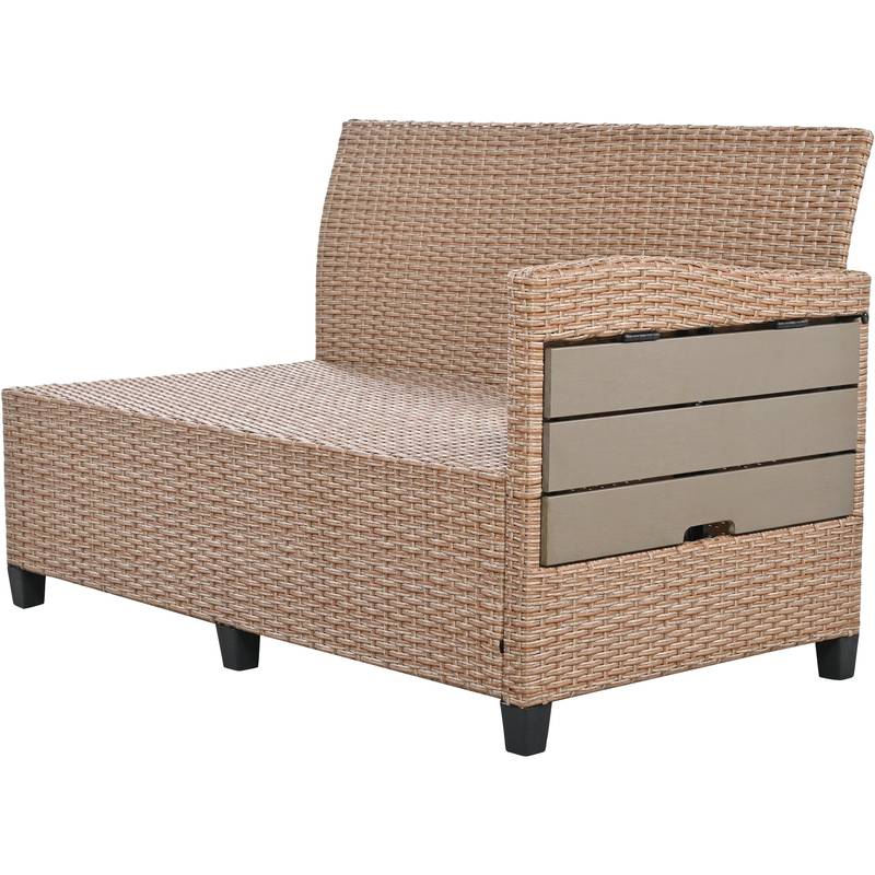 Cozy Rattan Patio Sofa Set with Extendable Tables