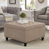 Chic Linen Storage Ottoman with Stylish Button Tufting