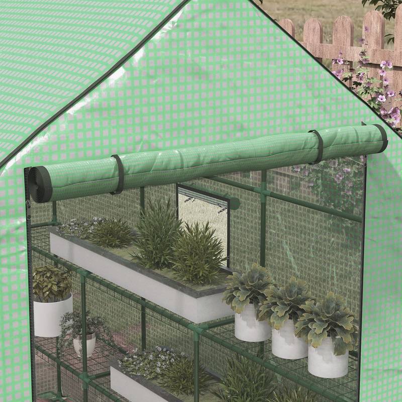 Cozy Garden Retreat: Portable Greenhouse with Roll-Up Access & Shelves