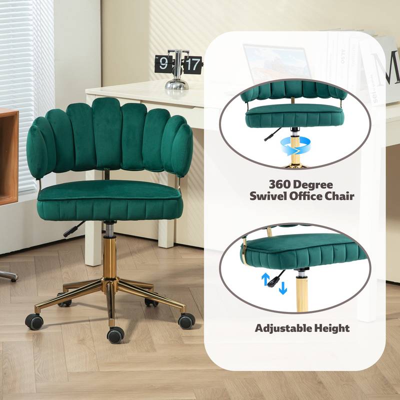 Emerald Velvet Swivel Desk Chair