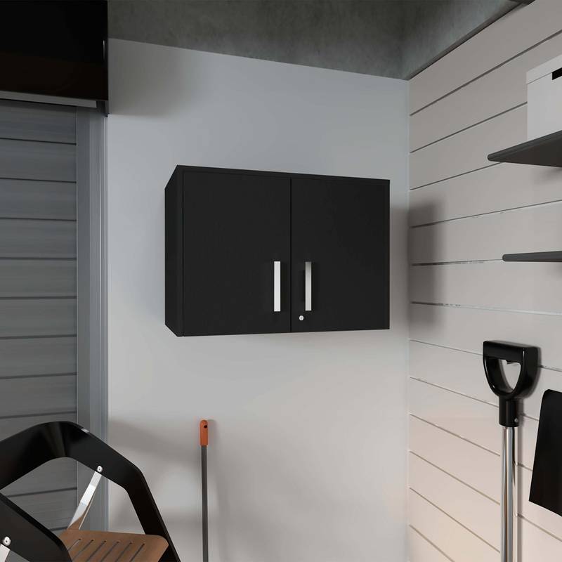Sleek Black Wengue Wall Cabinet