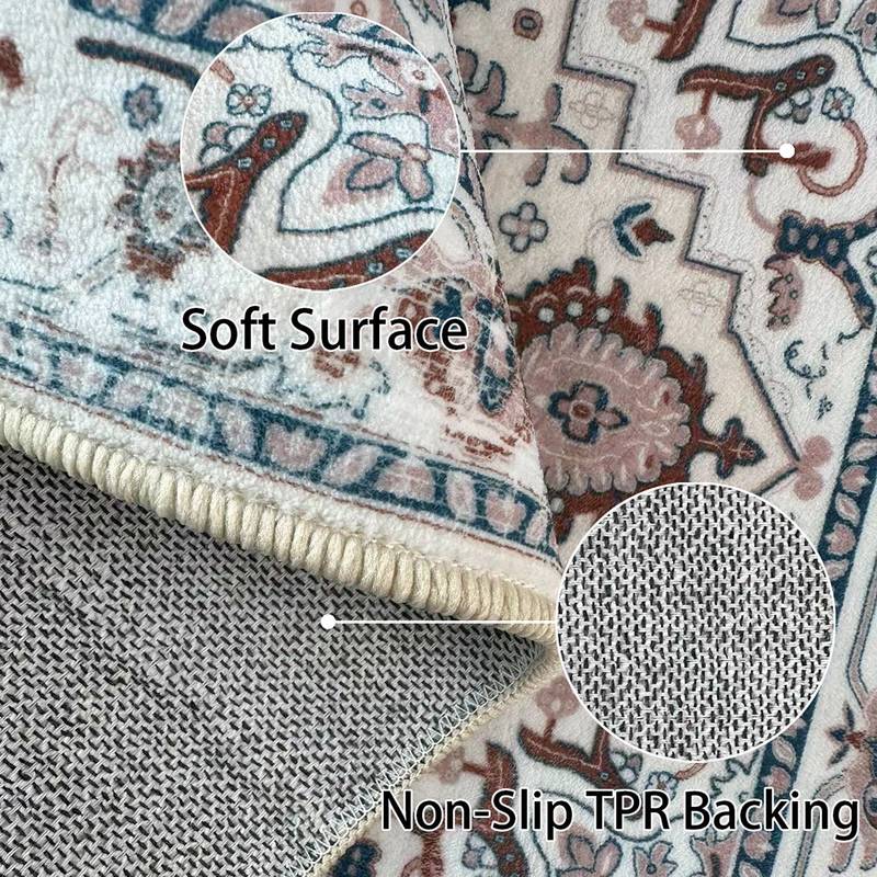 Boho Vintage Floral Area Rug - Washable & Non-Slip Charm for Any Room