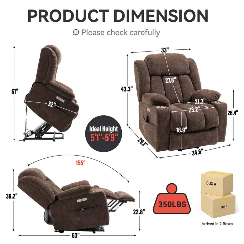 Cozy Lift Recliner with Vibration Massage and Heating