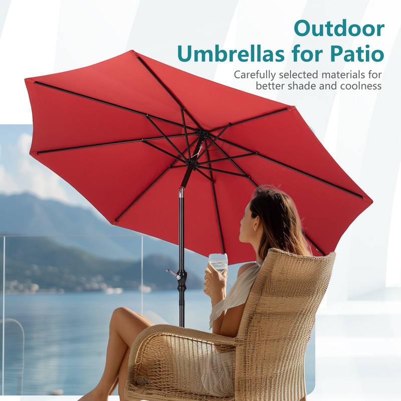 SunnyShade Red Patio Umbrella - Tilt & Crank for Easy Enjoyment!