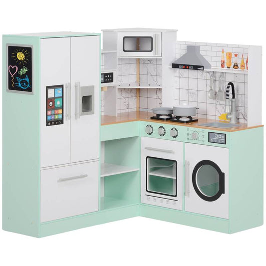 Joyful Kitchen Playset for Kids - Cozy Corner Kitchen with Real Sounds and Chalkboard