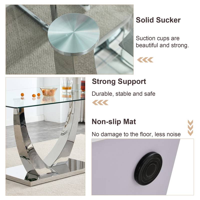 Chic Glass Dining Set with Cozy Gray Chairs