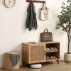 Chic Rattan Shoe Cabinet with Wooden Handle