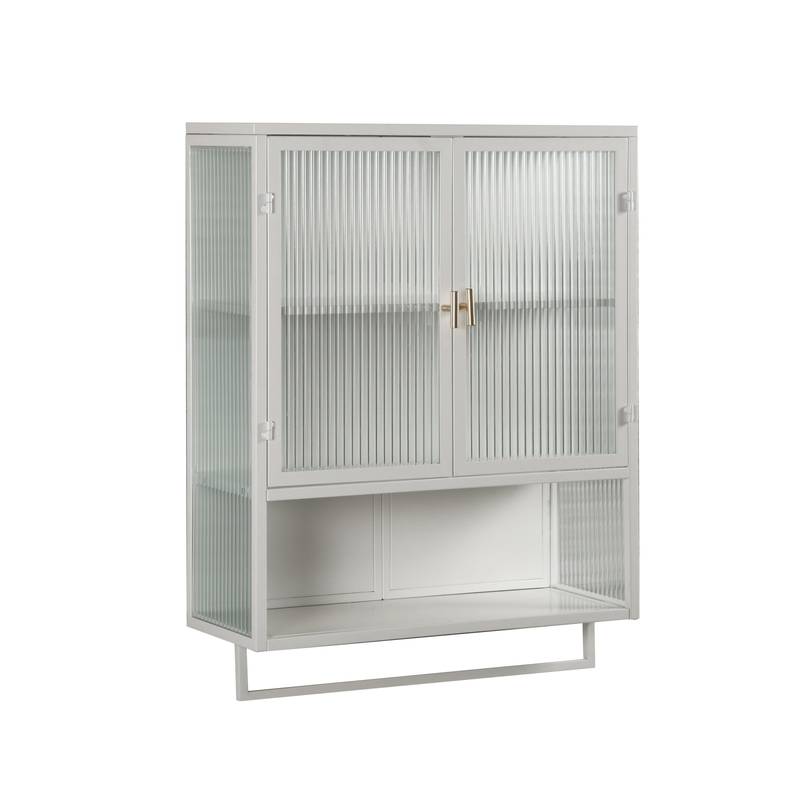 Stylish Glass Door Storage Cabinet with Towel Rack