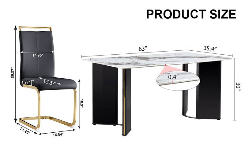 Chic Marble Dining Set with Gold Accents