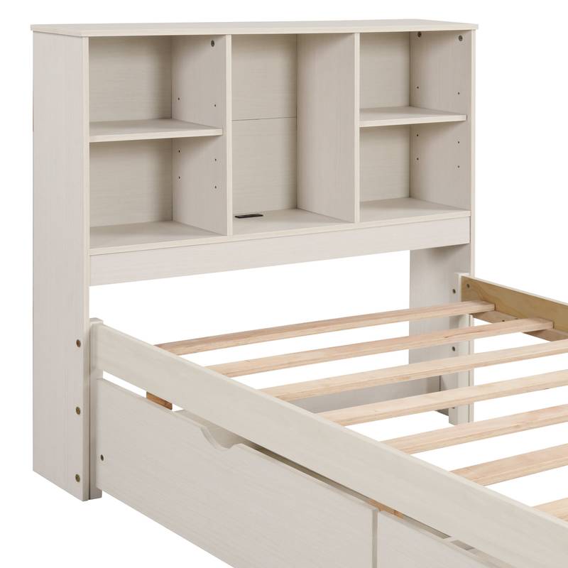 Sleek Twin Bed with USB Charging and Storage Headboard