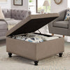 Chic Linen Storage Ottoman with Stylish Button Tufting