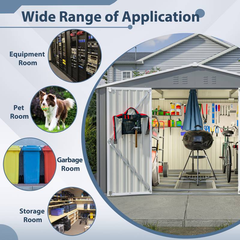 Spacious Outdoor Tool Shed with Lockable Doors - Durable All-Weather Design
