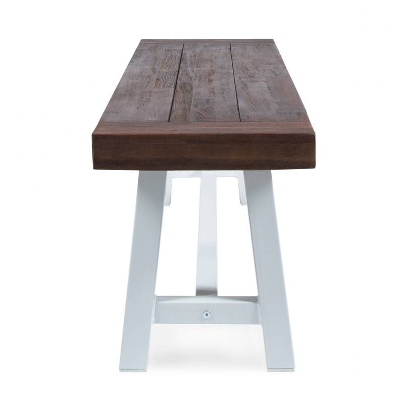 Chic Dark Brown & White Outdoor Benches (Set of Two)