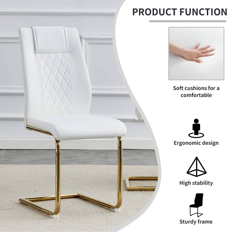 Chic Gold-Accent Dining Set with Cushioned Chairs