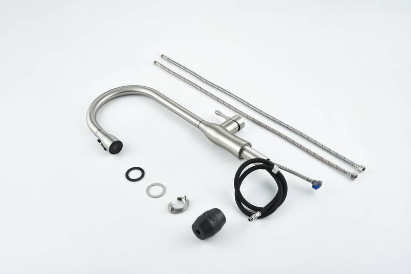 Sleek Brushed Nickel Pull-Down Kitchen Faucet