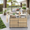 Chic Patio Bar Cart with Ice Bucket and Wheels