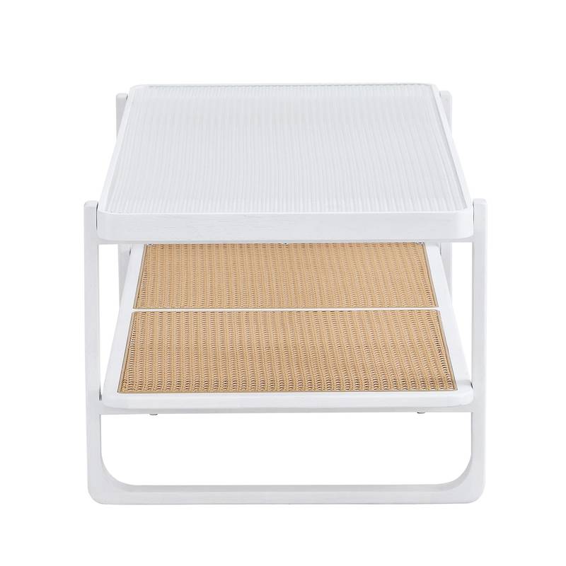 Sleek White Double Layer Coffee Table