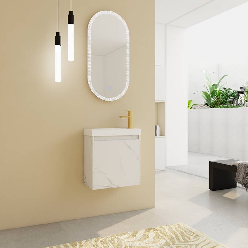 Chic Wall-Mounted Bathroom Vanity with Resin Sink & Quiet-Close Door