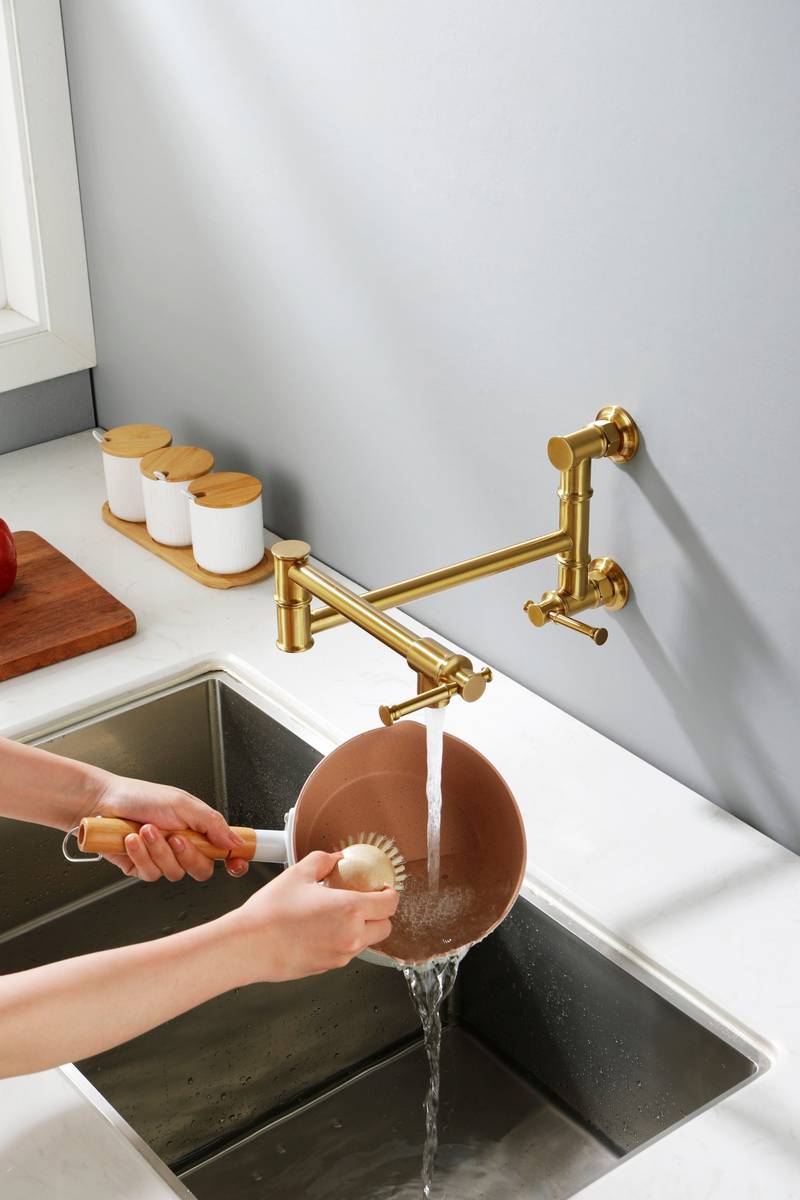 Wall-Mounted Brass Pot Filler Faucet