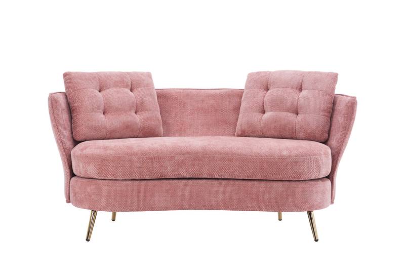 Chic Pink Loveseat with Gold Legs